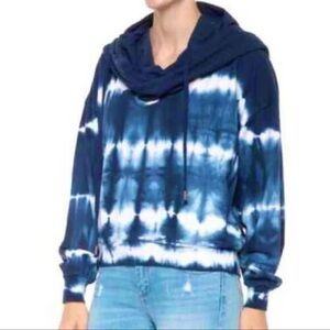 YOUNG FABULOUS AND BROKE Piper Tie Dye Hoodie, Navy and White, size Small